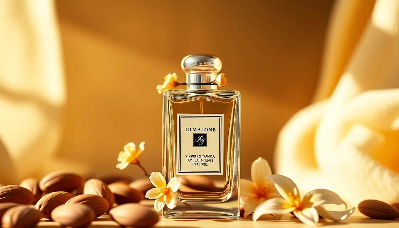 Explore the luxurious Jo malone myrrh & tonka intense fragrance showcased with floral accents.