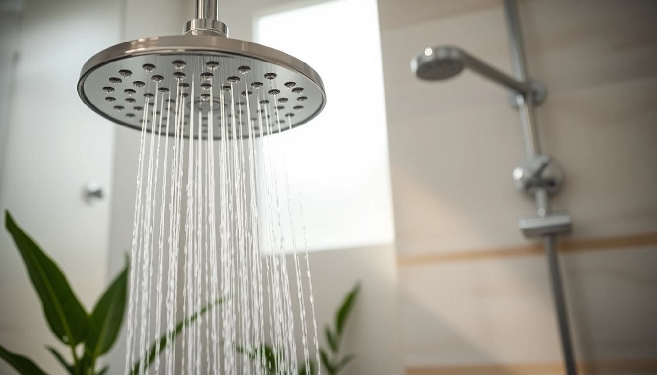 Experience elegant showers with a stylish rain showerhead in a luxurious bathroom setting.