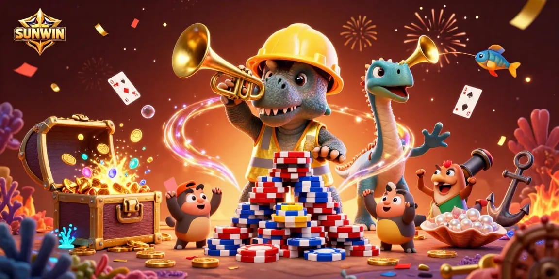 SUNWIN brings excitement to online gaming with a joyous celebration of vibrant characters and colorful casino elements.