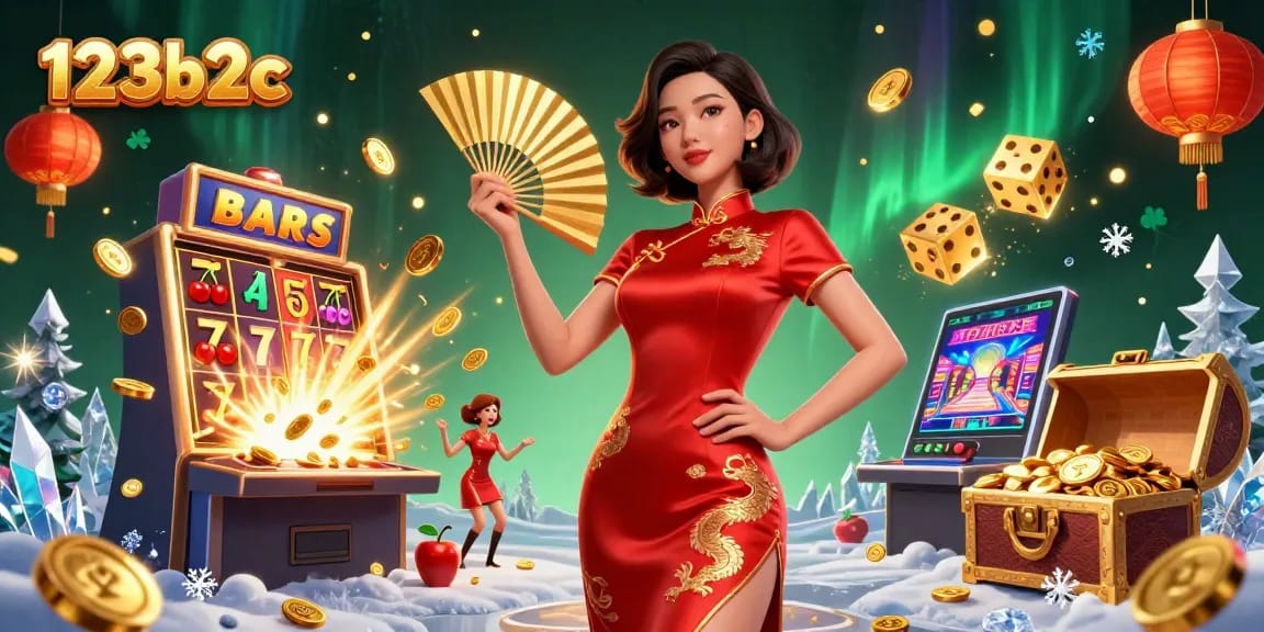 Experience thrilling wins at 123b2c's vibrant casino game lobby with exciting slot machine action.