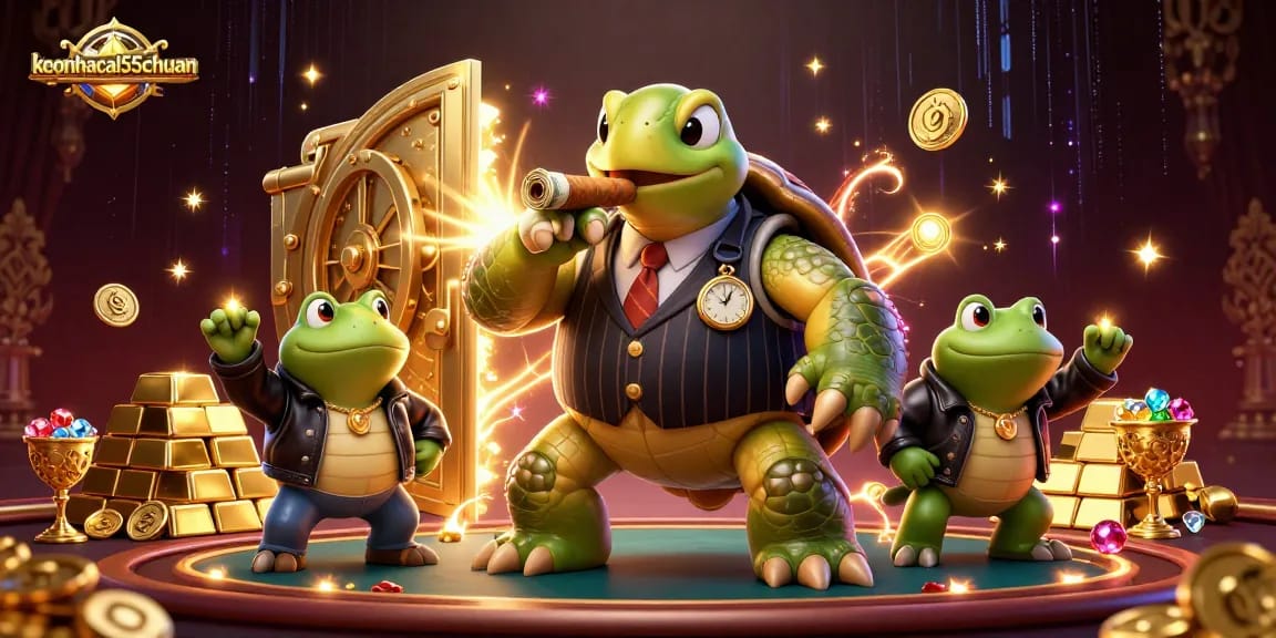 Engage in exhilarating betting strategies with keonhacai55chuan amidst lively casino elements and characters.