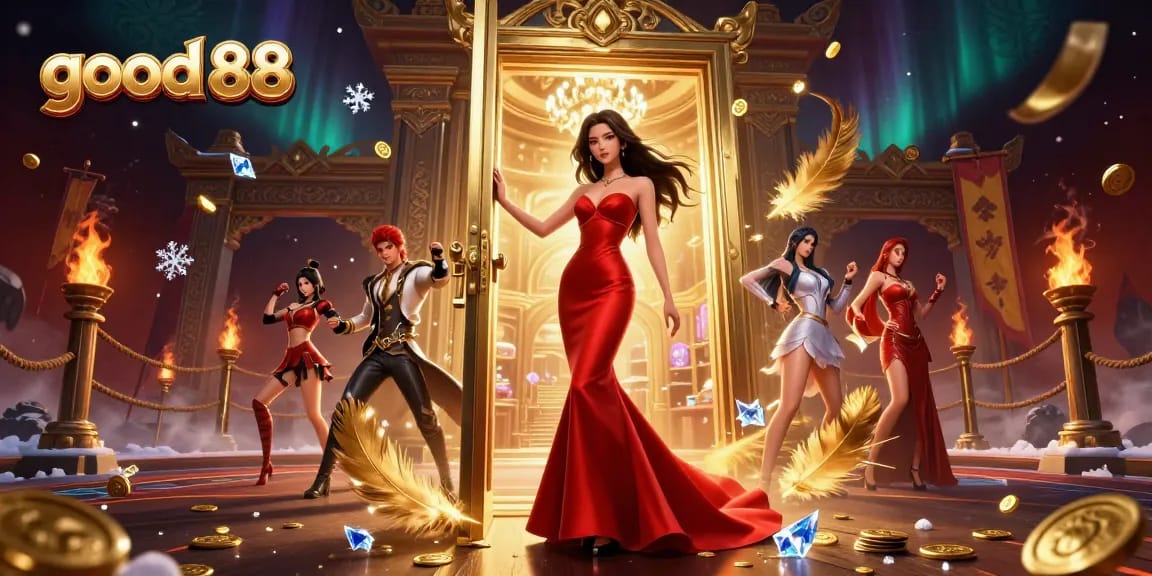 Experience the excitement of good 88 in a stunning VIP casino setting, showcasing rich details and dynamic elements.