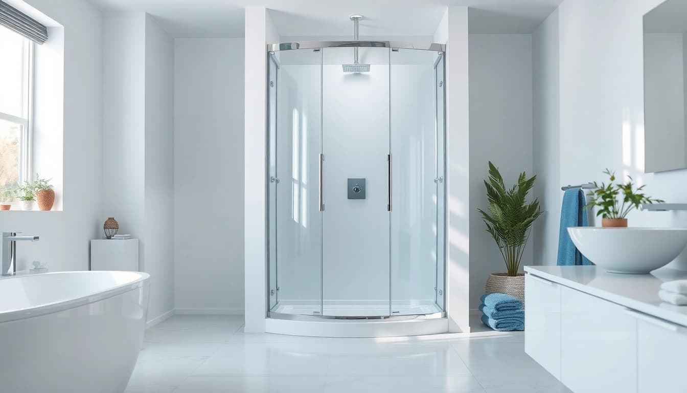 Vibrant sonni Duschkabine 90x90 in a modern bathroom setting, showcasing sleek design.