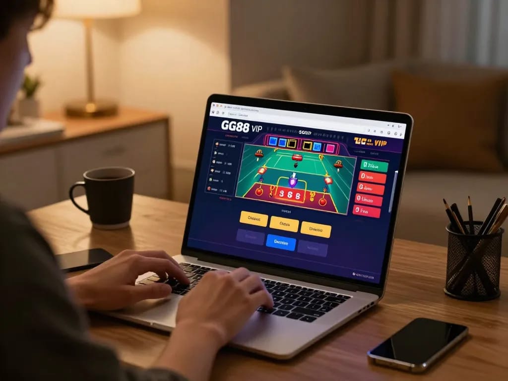 Engage with GG88 vip on a laptop for an exciting online casino experience.