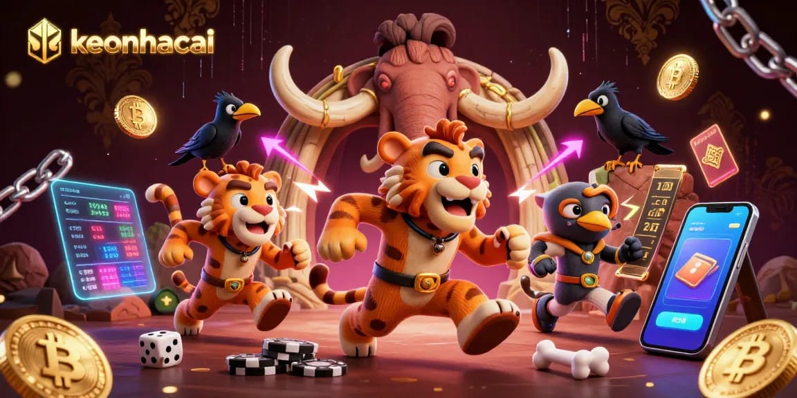 Engage with keonhacai through thrilling prehistoric casino action with 3D characters and crypto elements.
