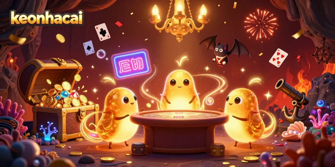 Illuminate your gaming experience with keonhacai in our mesmerizing cave casino scene.