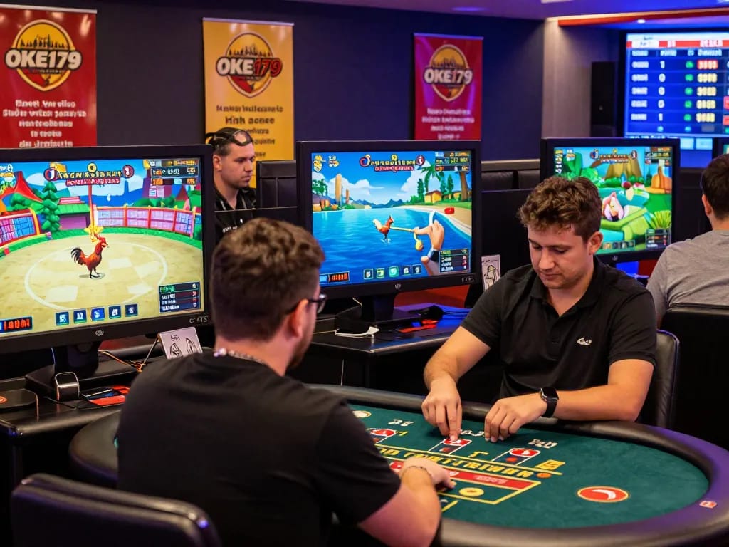 Players engaging on https://oke179.xyz/ in an exciting online gambling atmosphere, featuring live matches, casino games, and immersive gaming experiences.