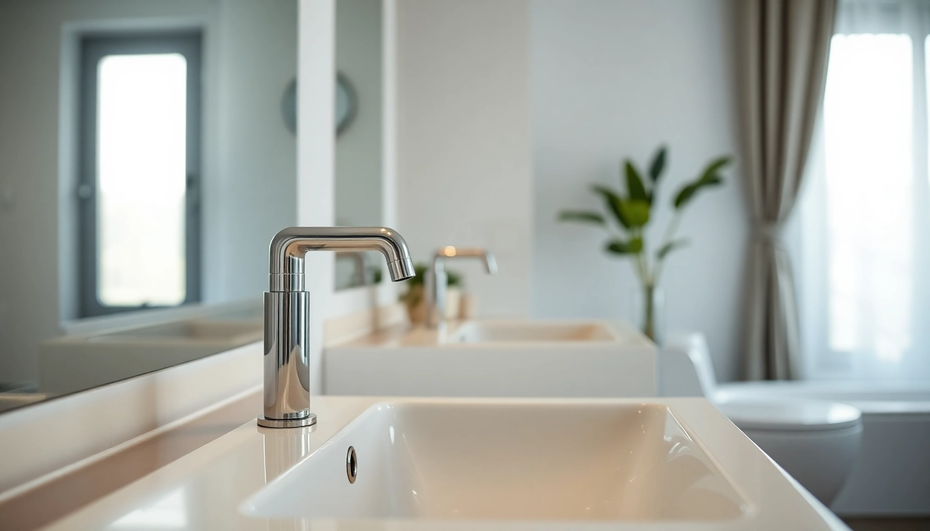 Sonni sanitär Ambiente mit modernem Waschbecken und stilvollen sanitären Armaturen in einem einladenden Badezimmer.