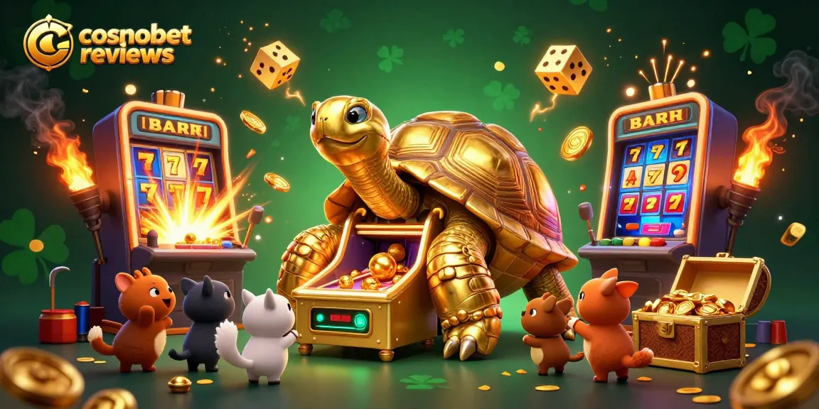 Experience the excitement of Cosmobet reviews through a vibrant 3D casino illustration with engaging characters.