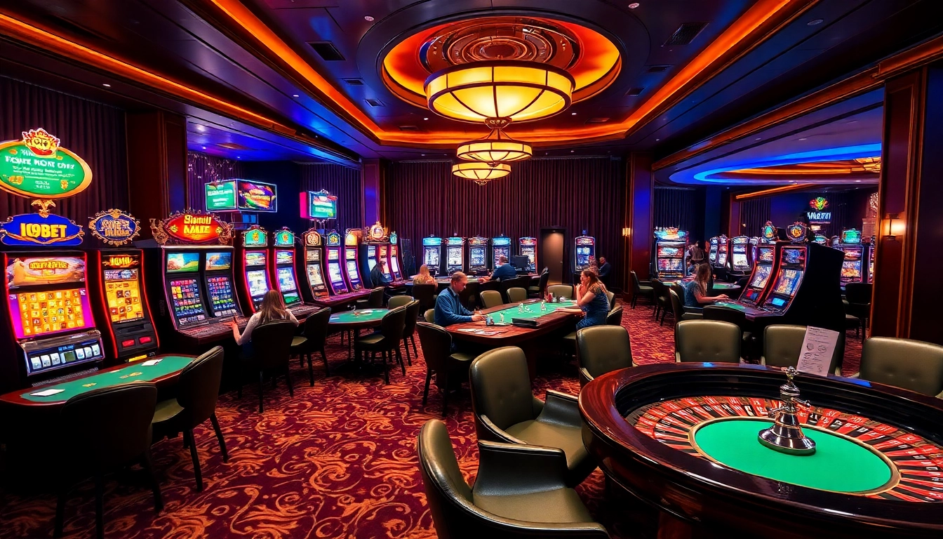 Experience the vibrant gaming atmosphere at i9bet with exciting slot machines and poker tables.