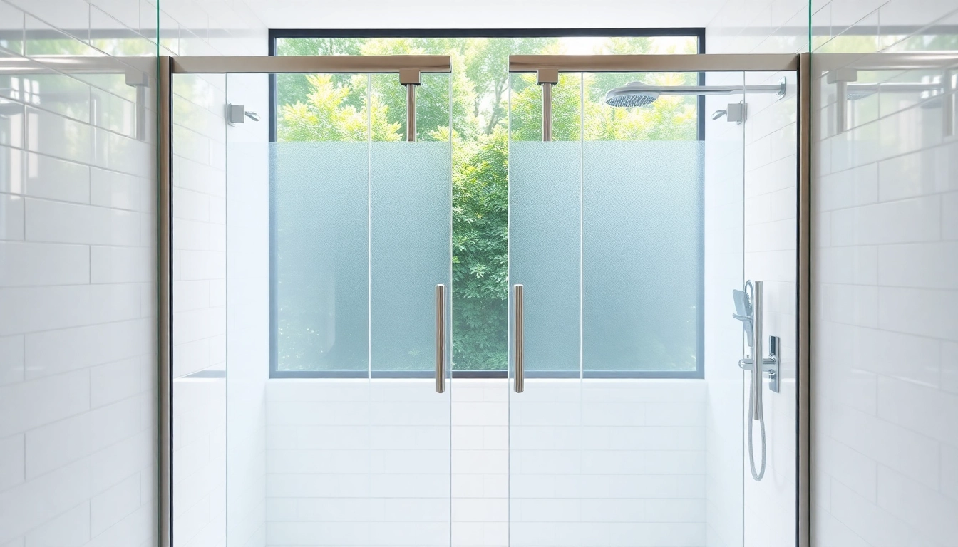 Showcase of stylish glass shower doors in a modern bathroom setting.