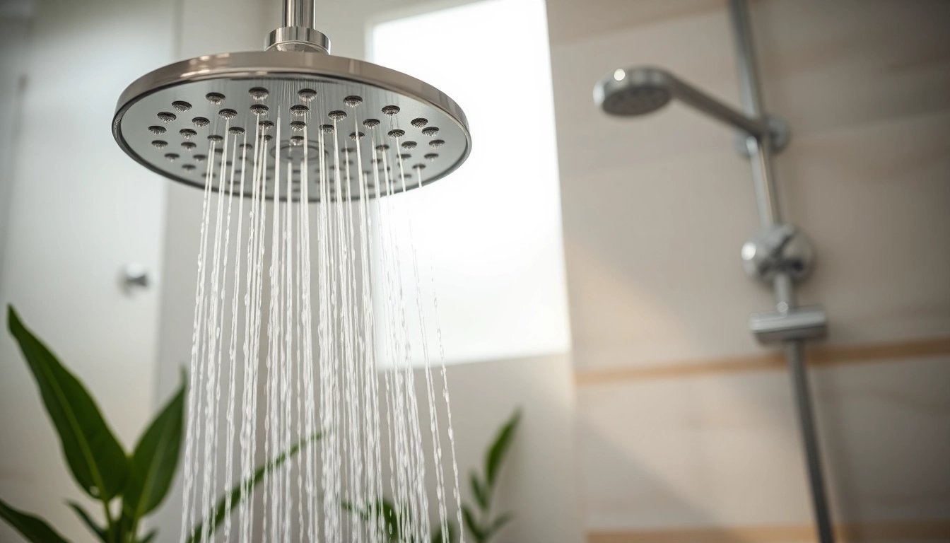 Experience elegant showers with a stylish rain showerhead in a luxurious bathroom setting.