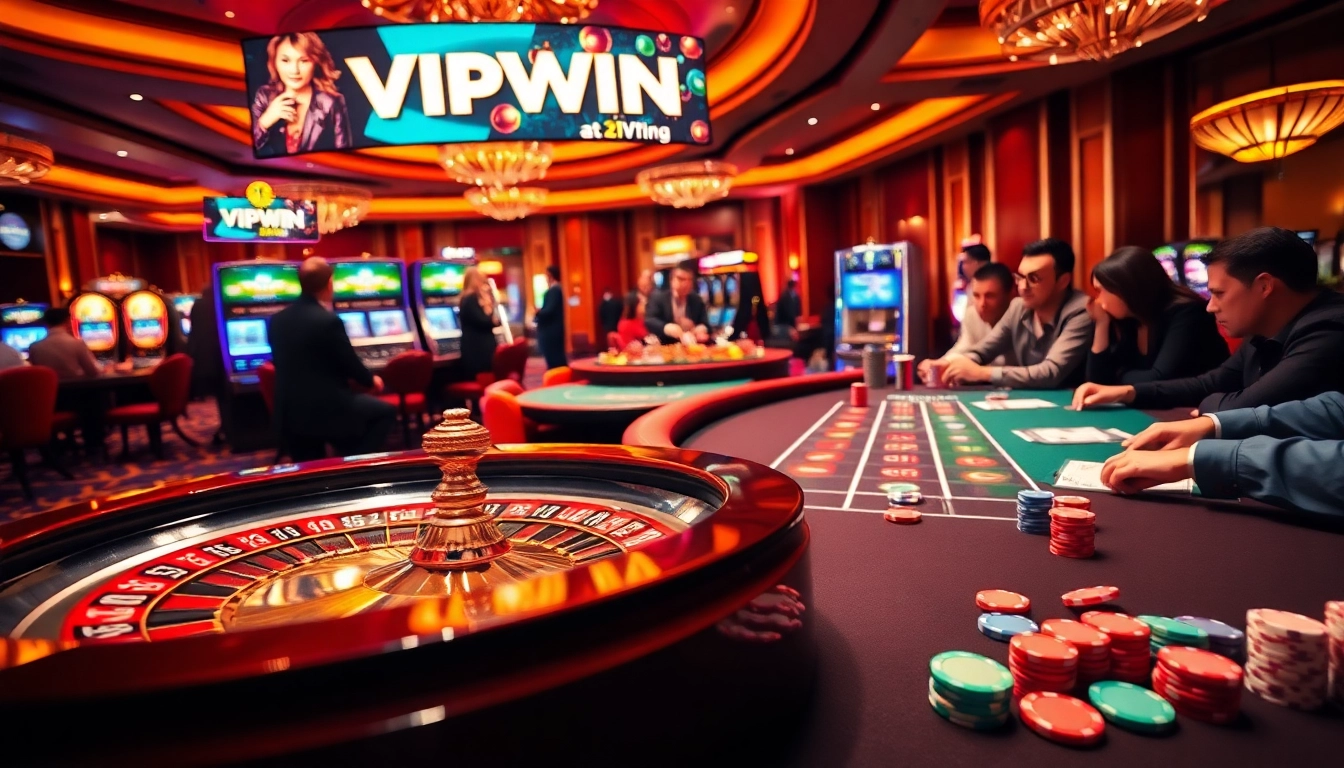 Experience high-stakes excitement at VIPWIN's luxurious casino environment with vibrant gameplay.
