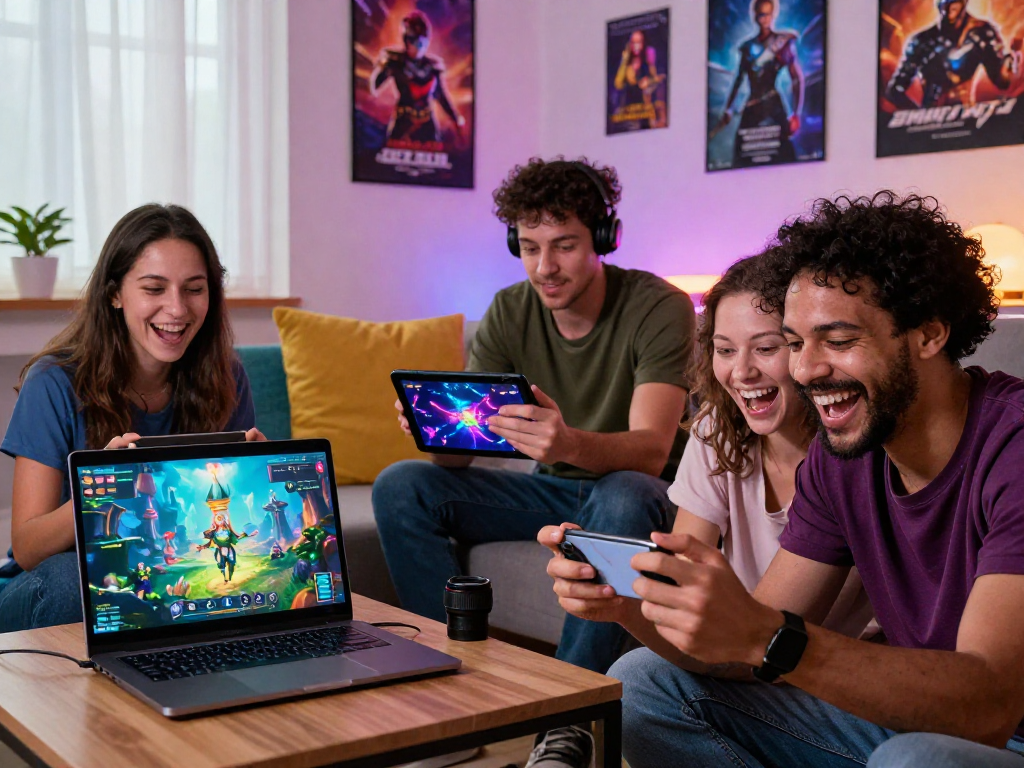 Engaged players enjoying sex games online in a cozy living room, showcasing diverse gaming experiences.