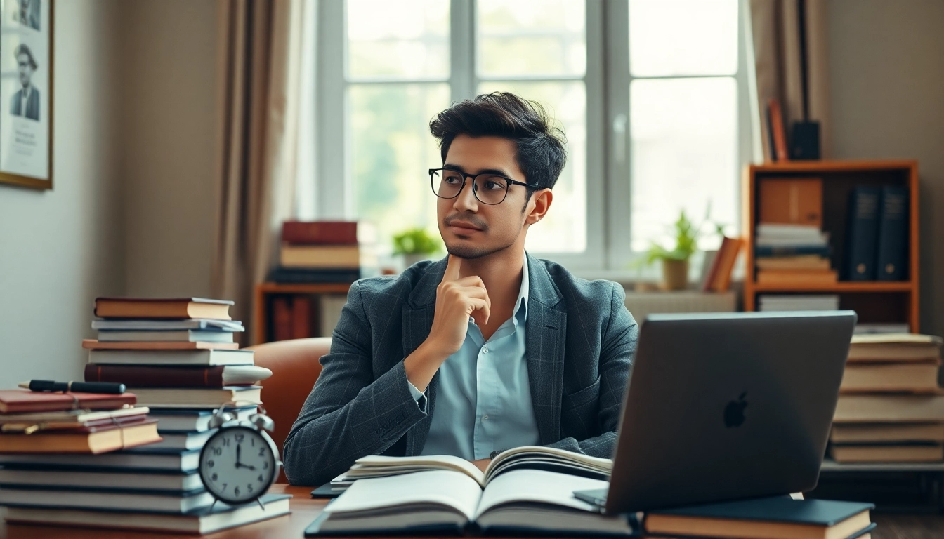 Hire someone to take lsat for you with a student deep in thought in a serene study room.