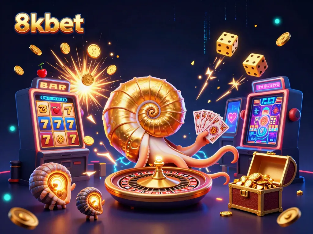 Engage with the vibrant 8xbet gaming universe featuring a dazzling nautilus roulette wheel and jackpot excitement.