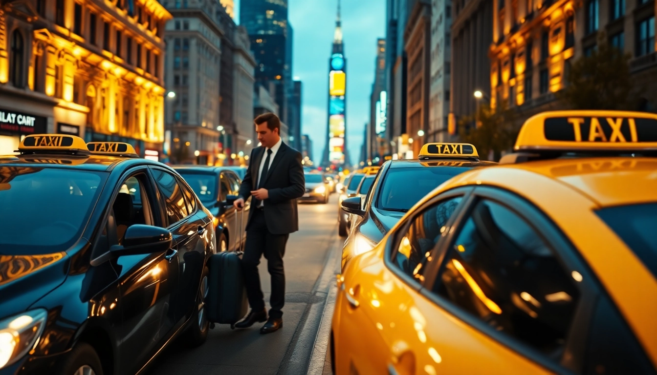 Minicabs ready to provide service in a vibrant city setting, showcasing reliability and convenience.