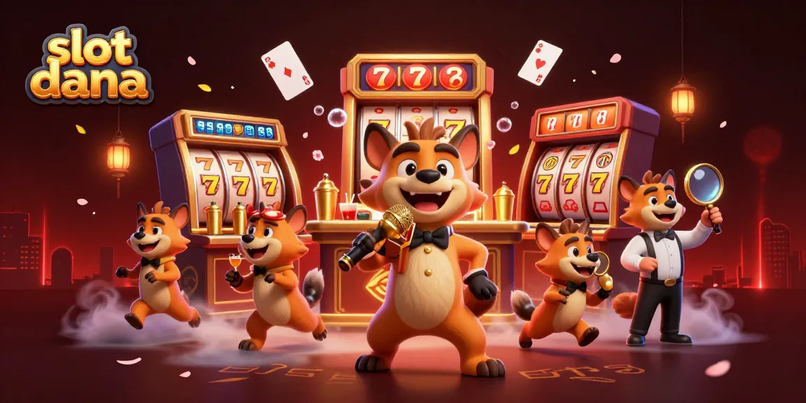 Engage in fun with slot dana at a cartoon hyena comedy casino club full of vibrant elements.