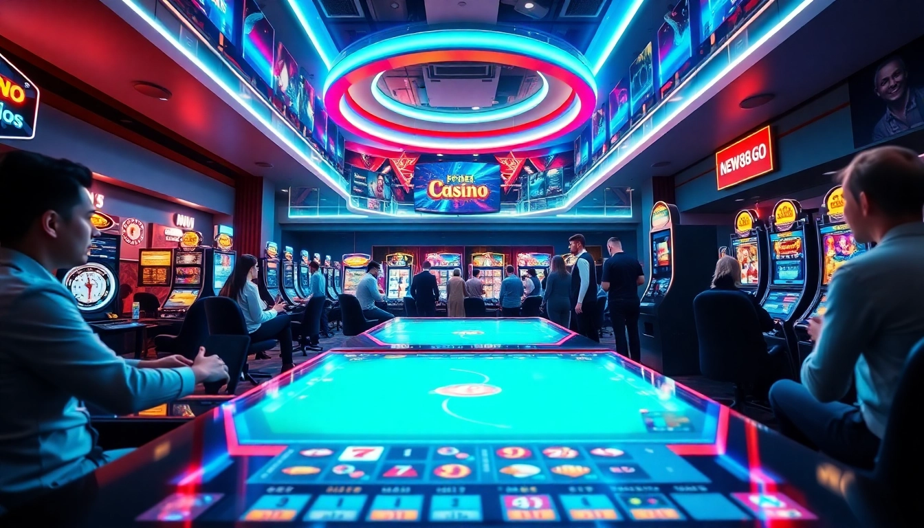 An engaging online gambling experience at new88go.com with diverse players enjoying poker and sports betting.