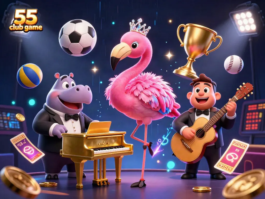 Experience thrilling action with the 55 club game amid vibrant casino characters and dynamic elements.