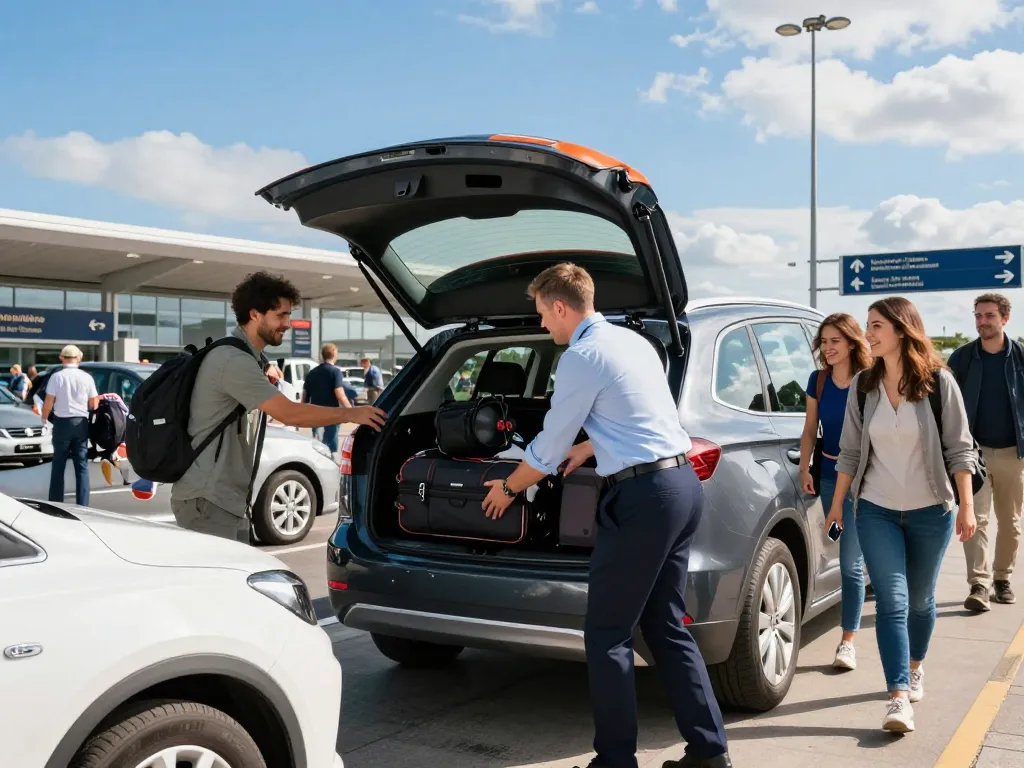 Taxi price estimates for airport transfers in Leeds with professional driver and passengers at the airport.