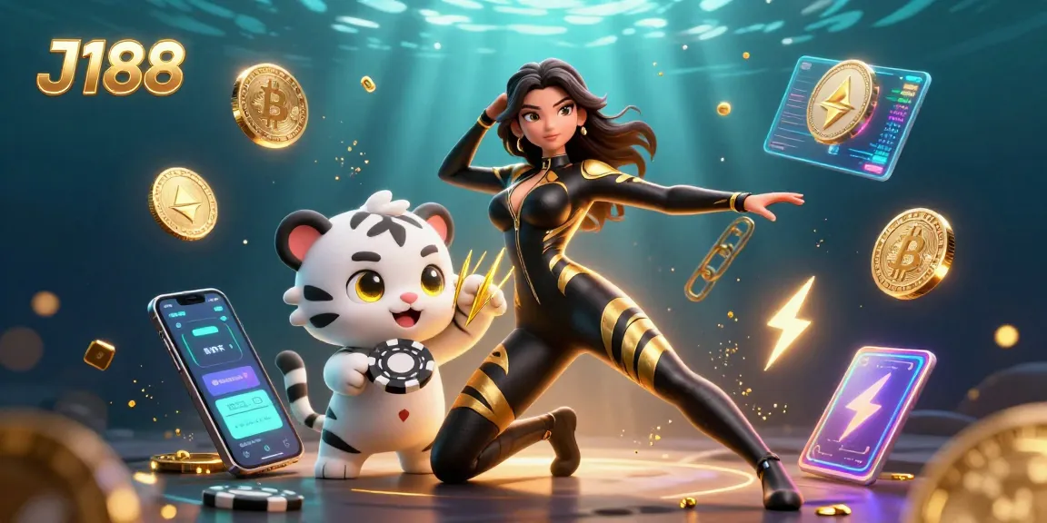 Experience thrilling moments at J188 casino with vibrant characters and stunning crypto-themed visuals.