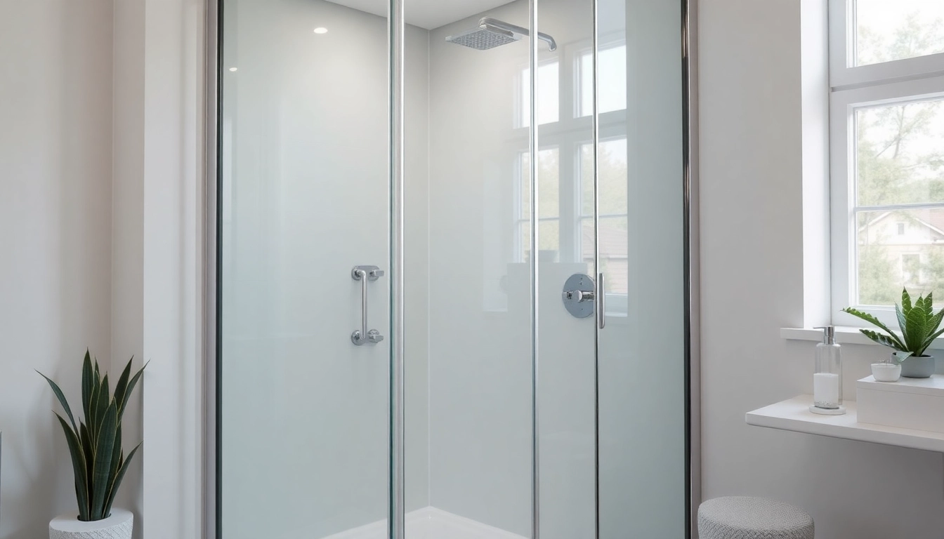 Moderner Duschkabine 100x100 Pendeltür mit eleganten Glasflächen im Bad.