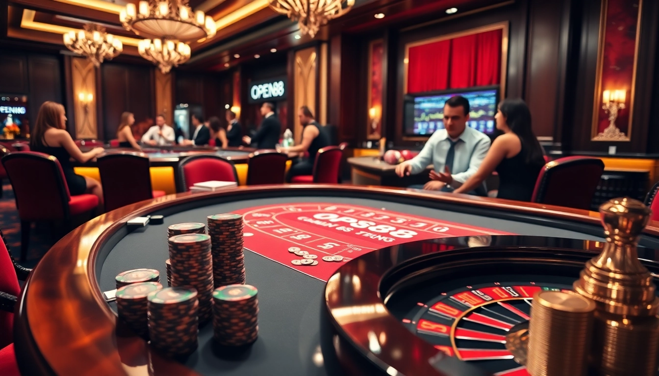 Experience thrilling gameplay at OPEN88 with elegant casino tables and vibrant atmosphere.