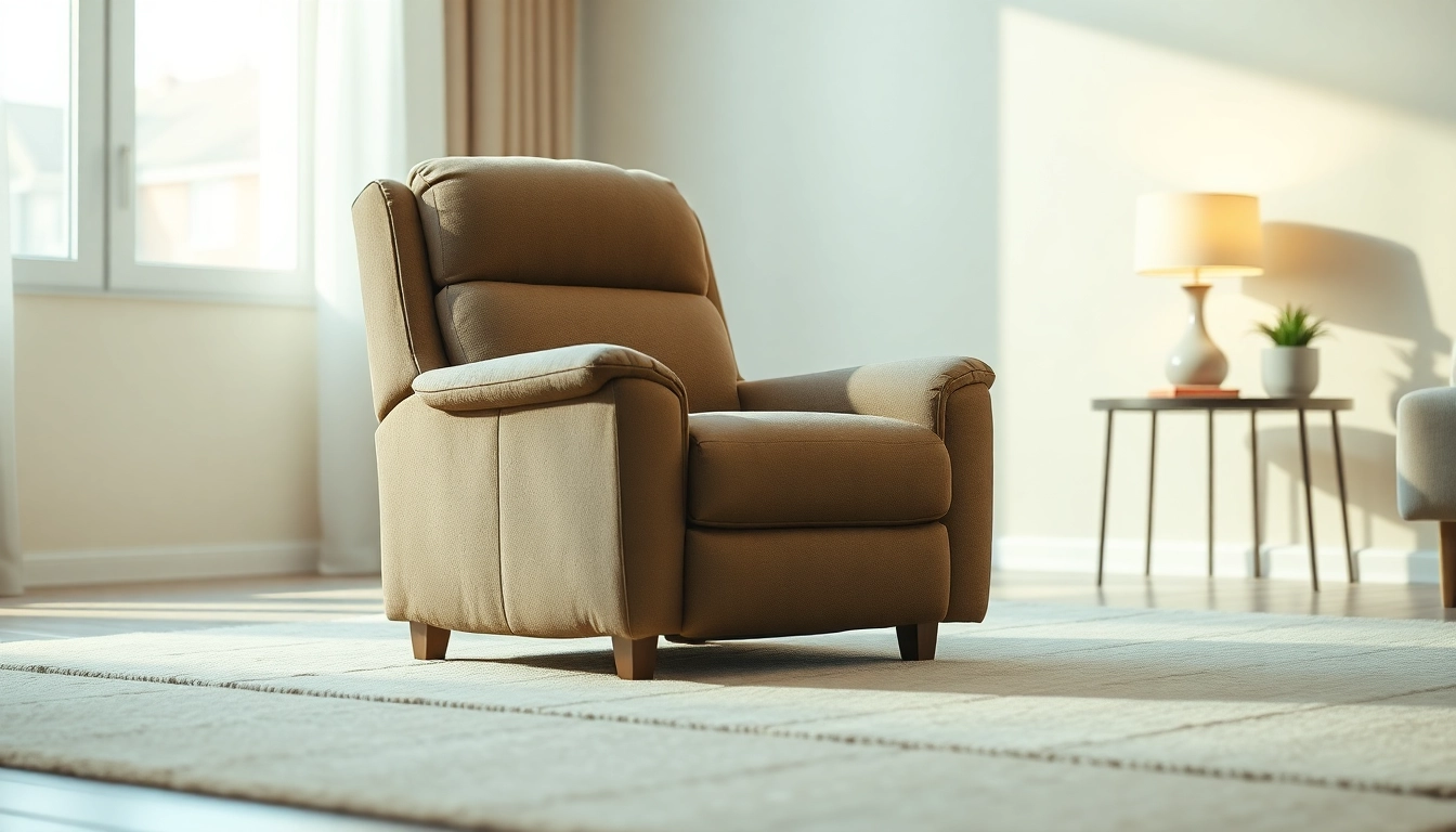 Elegant recliner sleeper chair with plush fabric in a stylish home setting.
