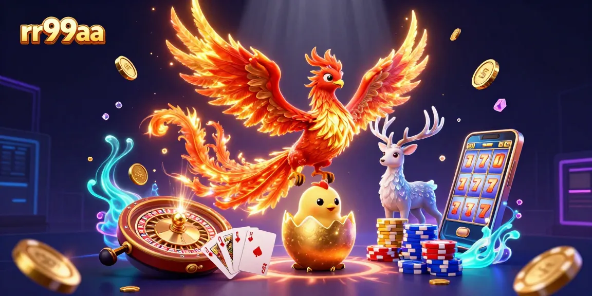 Experience the thrill of rr99aa with fiery phoenixes, golden coins, and casino excitement.