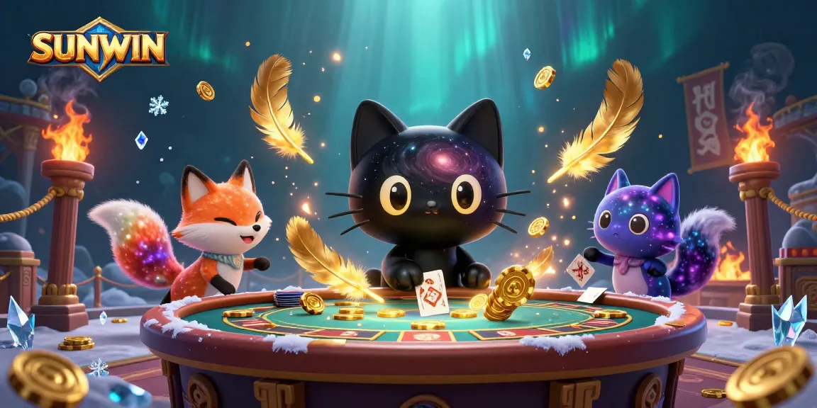 SUNWIN attracts players with vibrant casino elements, including golden chips and dynamic characters.