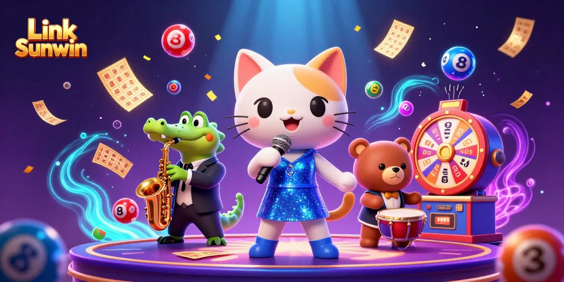 Experience vibrant fun with Link Sunwin in a dynamic casino scene filled with lively characters and exciting game elements.